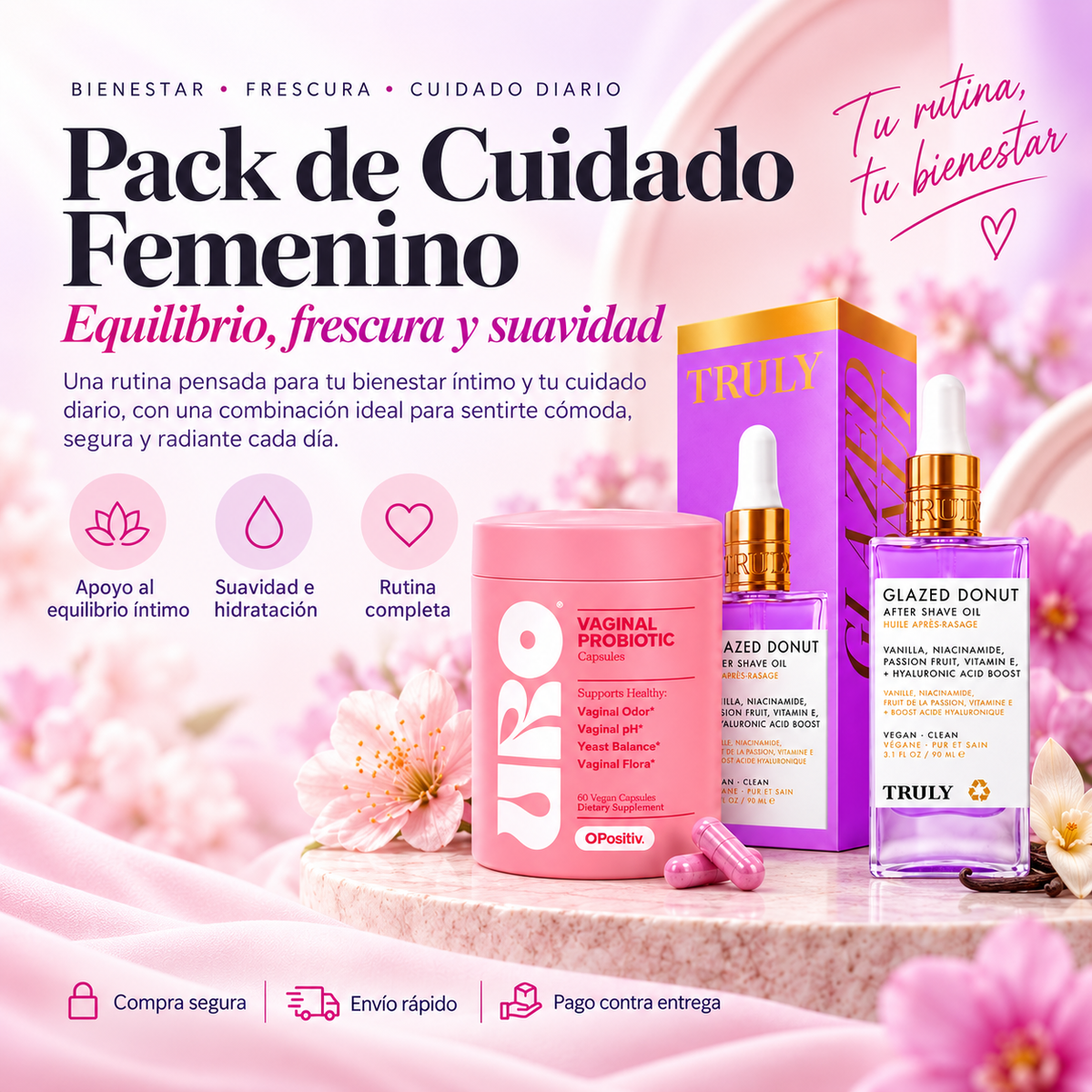 2 Productos al precio de 1 - Kit cuidado intimo Trully + Uro Probiotics