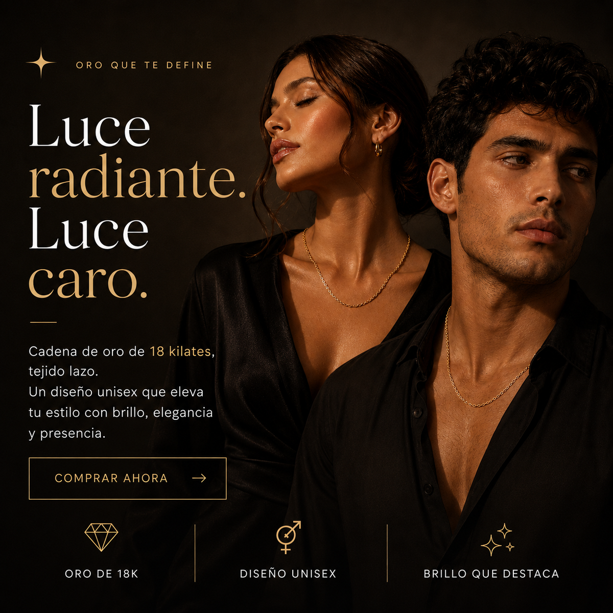 Cadena de oro laminado 18kilates - Tejido lazo