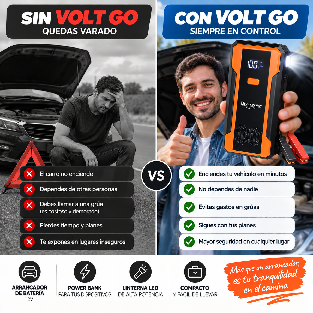 Volt Go - Batería portátil - enciende tu carro en 5 min