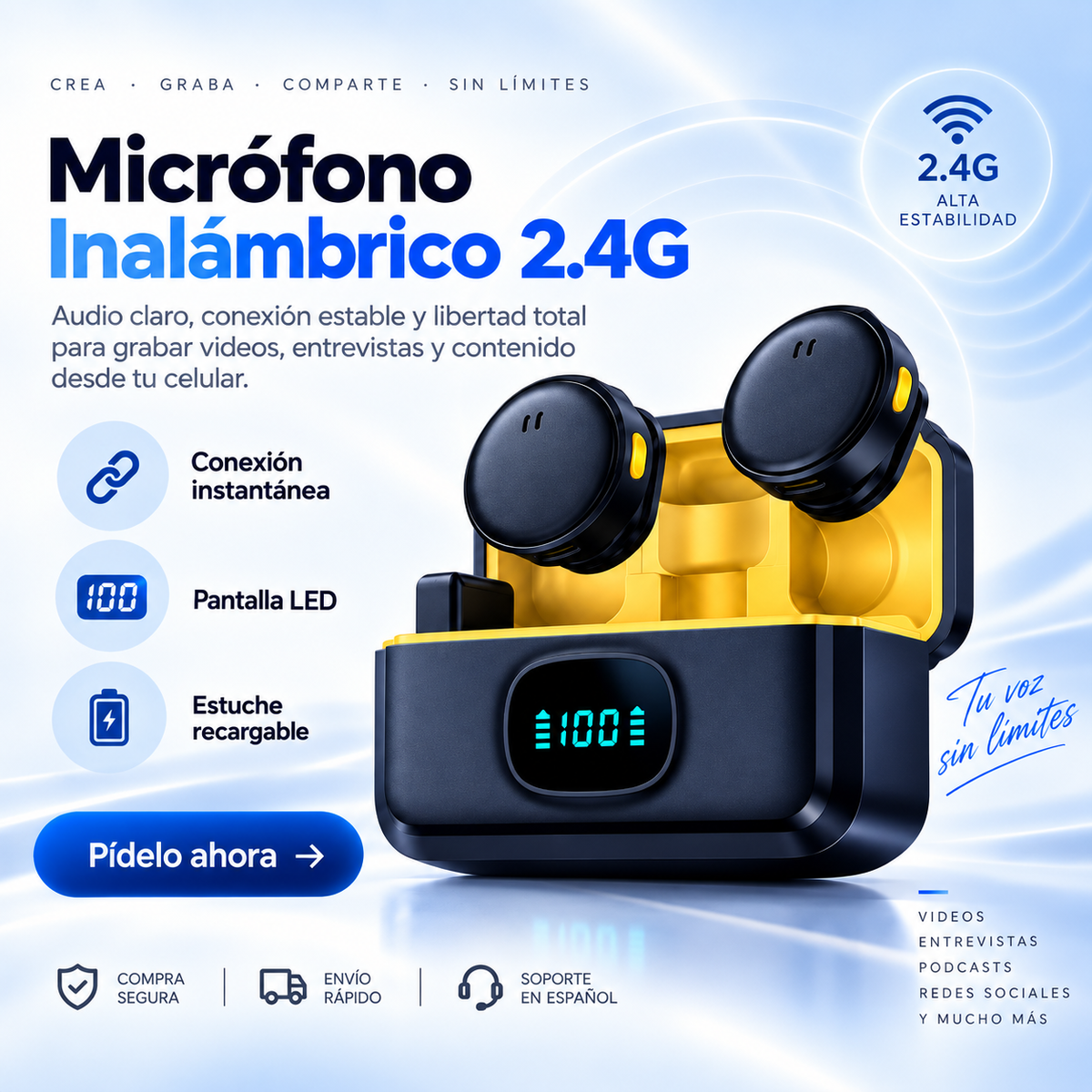 Micrófonos inalambricos - crea contenido profesional