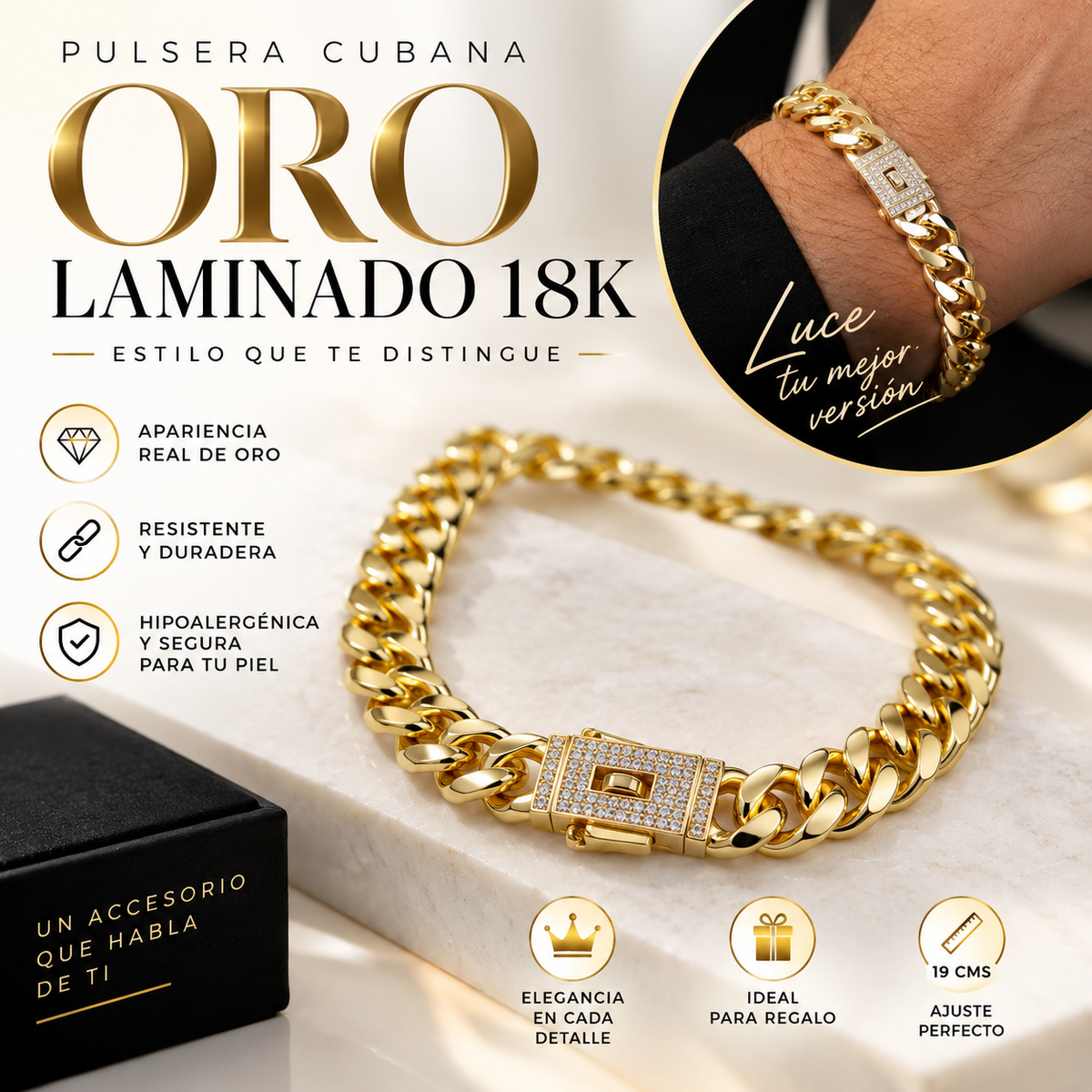 Pulsera de Oro Laminado 18k - Tejido cubano