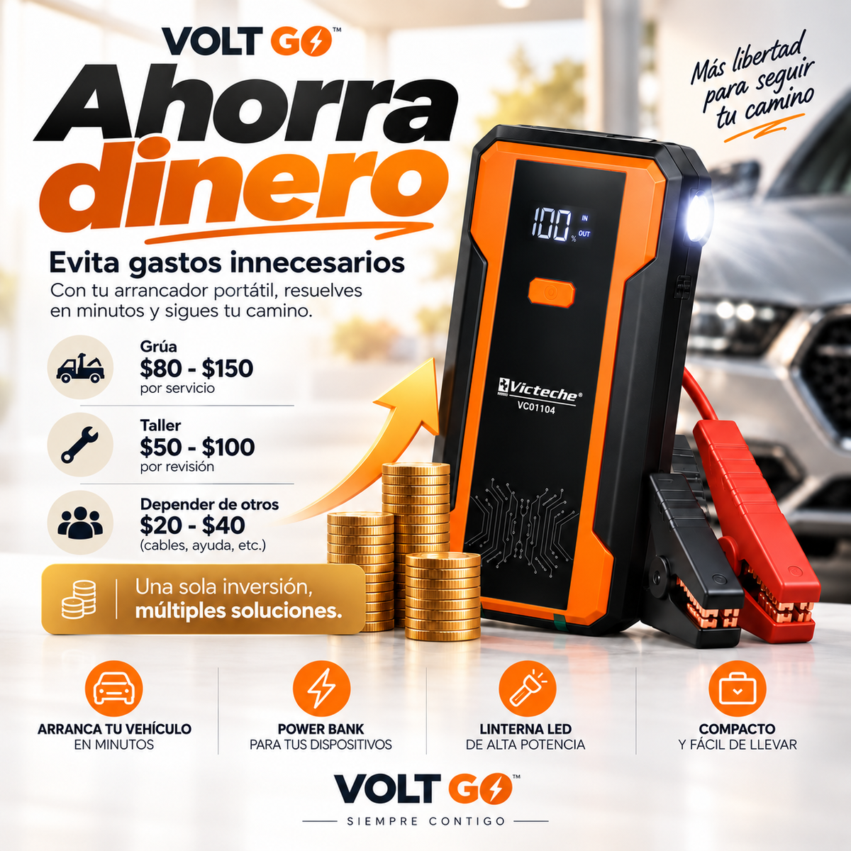Volt Go - Batería portátil  - enciende tu carro en 5 min