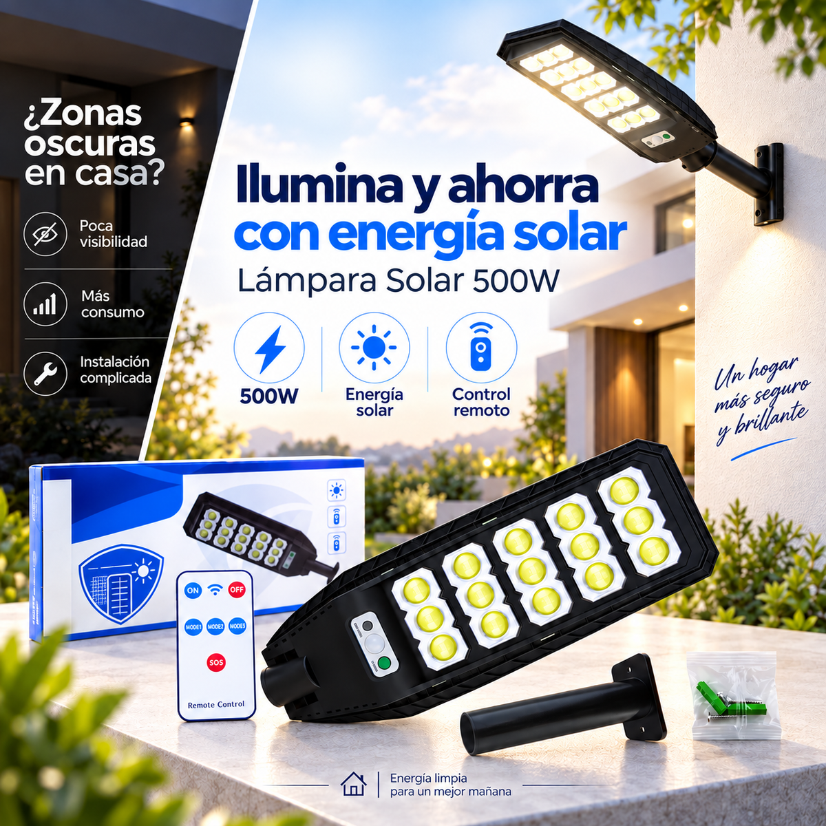 Lámpara solar LED de 500 Wats