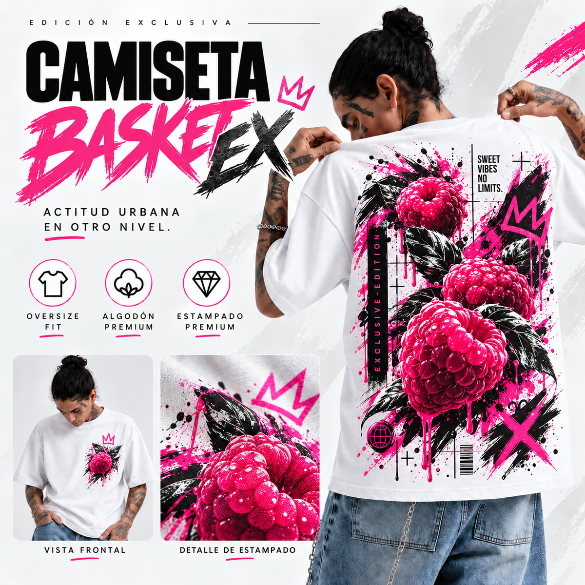 Oversize frambuesa Premium