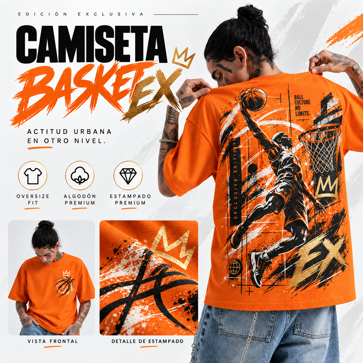camiseta naranja Premium ex