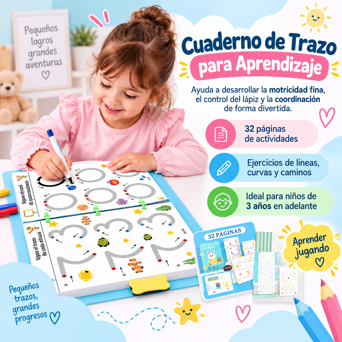 Cuaderno Pequeños Logros™ – Aprende Trazando y Jugando