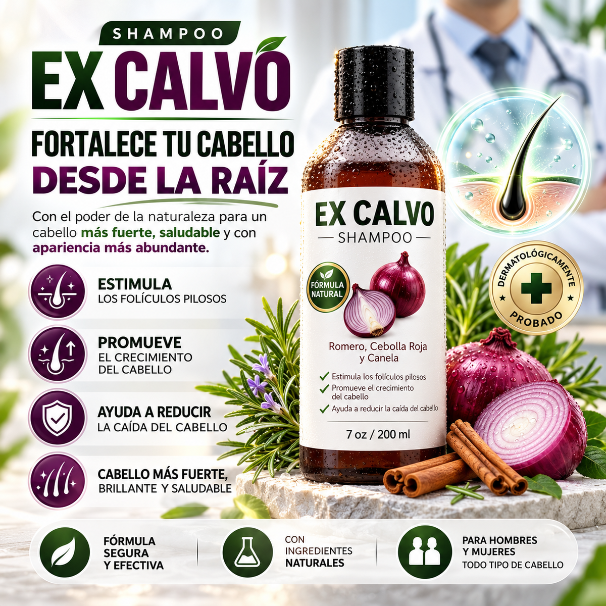 Shampoo Excalvo - Fortalece tu cabello desde la raíz