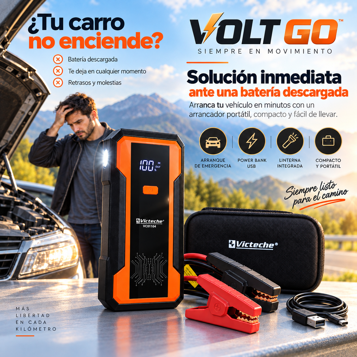 Volt Go - Batería portátil  - enciende tu carro en 5 min