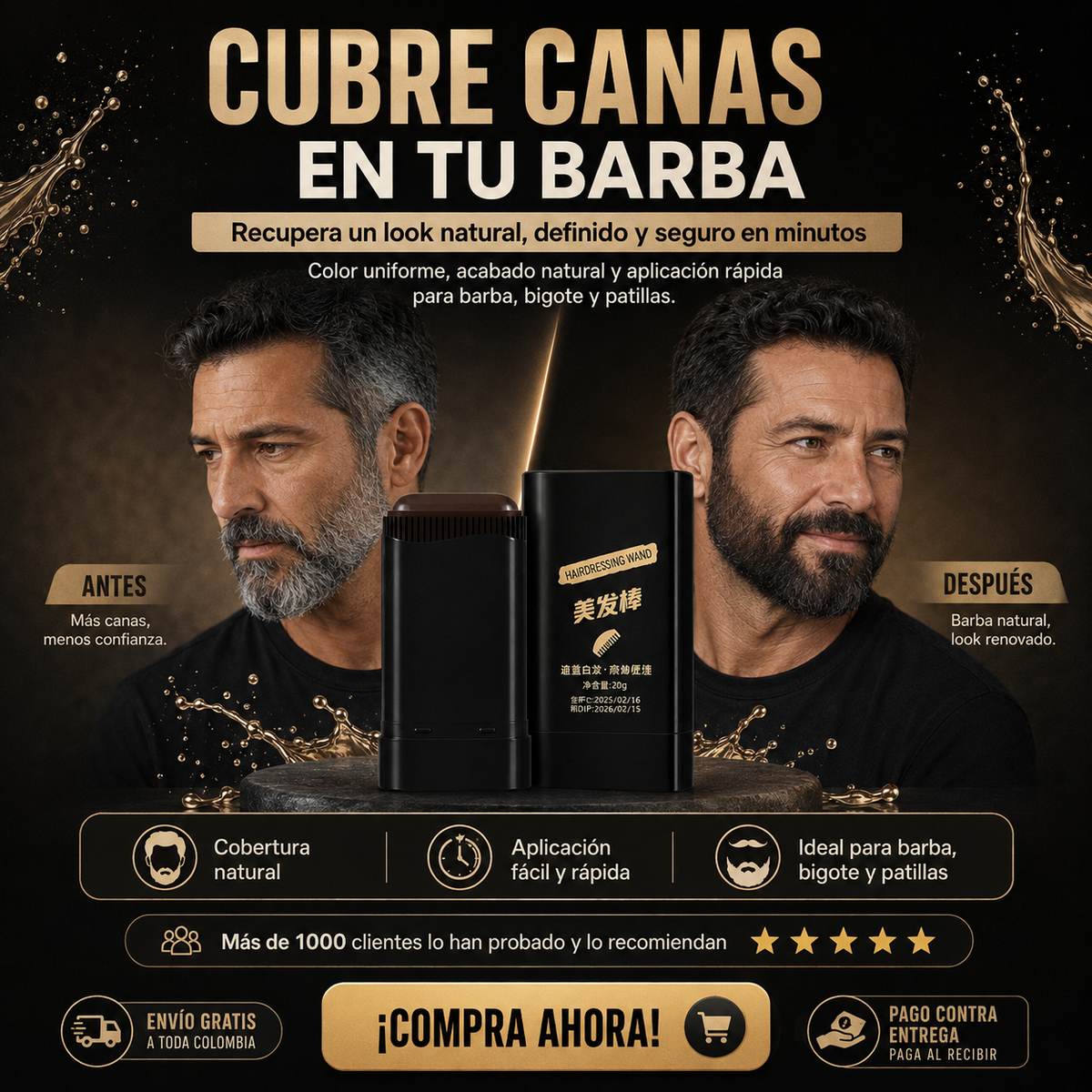 Cubre canas RW - Tapa las canas de tu barba Paga 1 y lleva 2