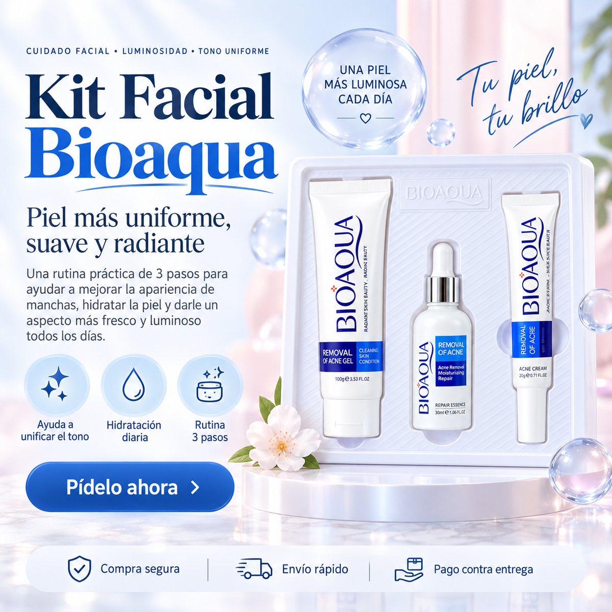 Kit Anti acne Bioaqua - Piel suave y radiante